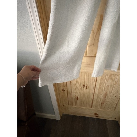 UGG Women's Fuzzy Knit Pants Wide Leg Cream White Elastic Waist Cozy Large FLAW - Picture 2 of 5